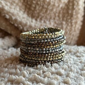 Handmade Large Triple Toned Beaded Cuff